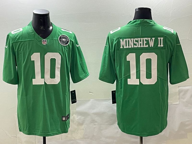 Men Philadelphia Eagles #10 Minshew ii Green Throwback 2025 Nike Vapor Limited NFL Jersey style 3